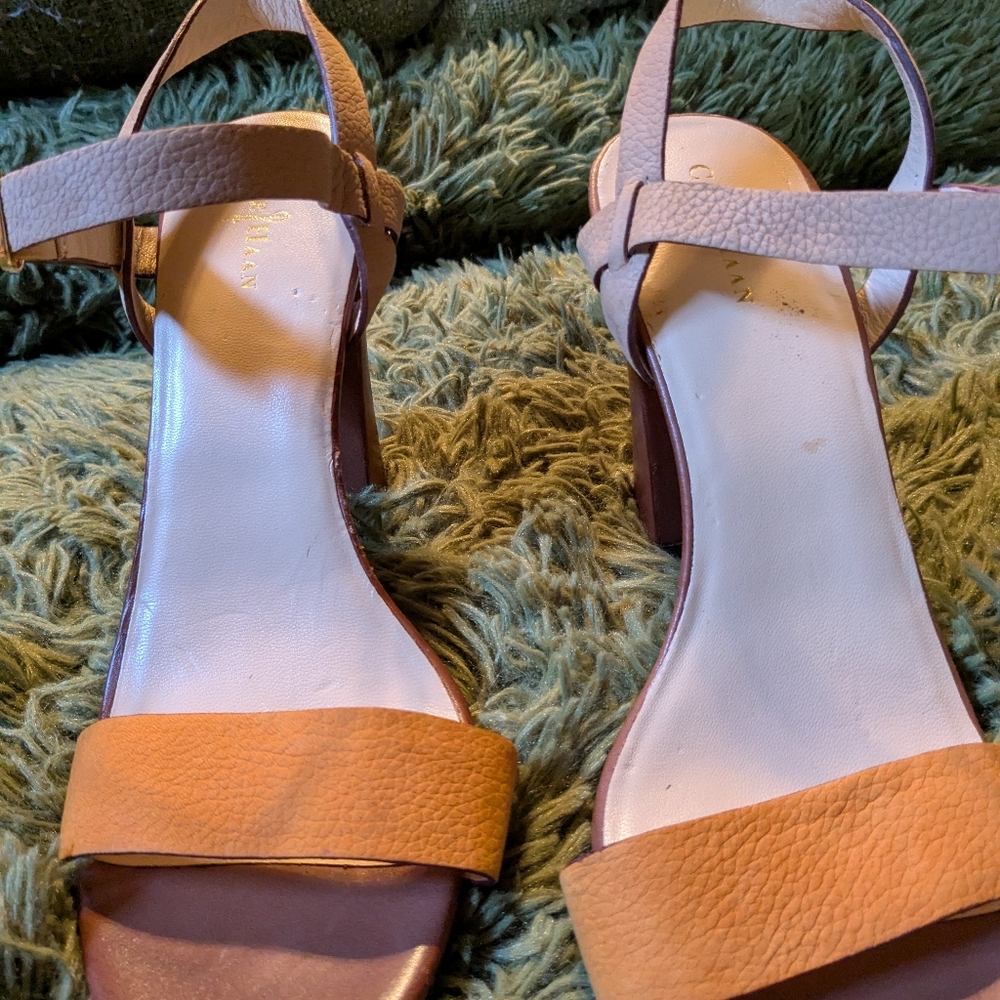 Cole Hann Nike Air Tan/Brown/Deep Yellow Women's High Heel Sandals